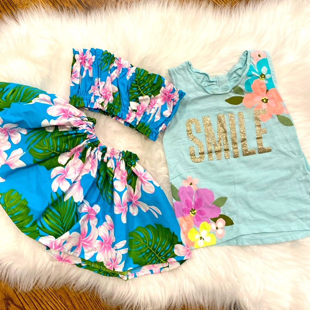 Tropical tank top and hula outfit 2T